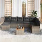 vidaXL Set Divani da Giardino 9 Pezzi con Cuscini Grigi in Polyrattan e Acacia