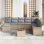 vidaXL Set da giardino 9 pezzi con cuscini beige in polyrattan e legno di acacia.
