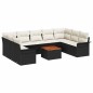 vidaXL Set da giardino di 10 pezzi con cuscini, rattan sintetico nero e legno d'acacia.