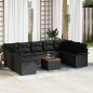 vidaXL Set da divano da giardino 10 pezzi con cuscini in rattan nero e acacia.