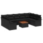 vidaXL Set da divano da giardino 10 pezzi con cuscini in rattan nero e acacia.