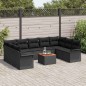vidaXL Set da divano da giardino 10 pezzi con cuscini in rattan nero e acacia.