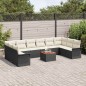 vidaXL Set da Giardino 11 pezzi con cuscini in rattan sintetico nero e acacia.