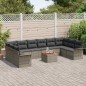 vidaXL Set di divani da giardino da 11 pezzi con cuscini grigi in rattan sintetico e acacia.