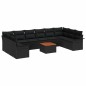 vidaXL Set di divani da giardino da 11 pezzi con cuscini in rattan sintetico nero e legno di acacia.