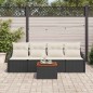 vidaXL Set Giardino a 5 Pezzi con Cuscini in Rete di Polyrattan Nera e Acacia