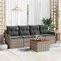 vidaXL Set da giardino 5 pezzi con cuscini grigi in rattan PVC e acacia.