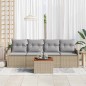vidaXL Set di divani da giardino , 5 pezzi, cuscini beige, in rattan sintetico e legno di acacia.