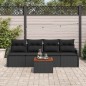 vidaXL Set di divani da giardino 5 pezzi con cuscini in rattan sintetico nero e legno di acacia