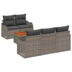 vidaXL Set Giardino 6 Pezzi con Cuscini Grigi in Rattan Polyrattan e Acacia
