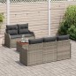 vidaXL Set Giardino 6 Pezzi con Cuscini Grigi in Rattan Polyrattan e Acacia
