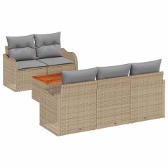 vidaXL Set di divani da giardino in 6 pezzi con cuscini beige in rattan sintetico e acacia