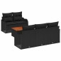 vidaXL Set di divani da giardino in 6 pezzi con cuscini in poli rattan nero e legno di acacia