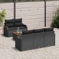 vidaXL Set di divani da giardino in 6 pezzi con cuscini in poli rattan nero e legno di acacia