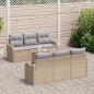 vidaXL Set di divani da giardino , 7 pezzi, beige in polyrattan e acacia. vidaXL Set di divani da giardino , 7 pezzi, beige in polyrattan e acacia.