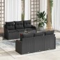 vidaXL Set di divani da giardino 7 pezzi con cuscini in rattan poli nero e acacia.