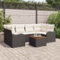 vidaXL Set di divani da giardino a 7 pezzi con cuscini in rattan plastico nero e acacia.