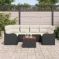 vidaXL Set di divani da giardino a 7 pezzi con cuscini in rattan plastico nero e acacia.