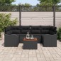 vidaXL Set Divano da Giardino 7 Pezzi con Cuscini in Rattan Poliestere Nero e Legno di Acacia