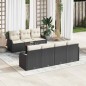 vidaXL Set di divano da giardino da 8 pezzi con cuscini in polyrattan nero e legno di acacia