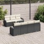 vidaXL Set di divano da giardino da 8 pezzi con cuscini in polyrattan nero e legno di acacia
