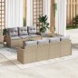 vidaXL Set di divani da giardino 8 pezzi con cuscini in rattan sintetico beige e acacia.