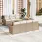 vidaXL Set da Divano da Giardino da 8 Pezzi con Cuscini Beige in Rattan Sintetico, Acacia