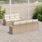 vidaXL Set da Divano da Giardino da 8 Pezzi con Cuscini Beige in Rattan Sintetico, Acacia