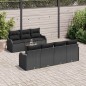 vidaXL Set di divani da giardino 8 pezzi con cuscini in polyrattan nero e acacia