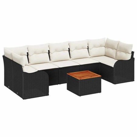 vidaXL Set da Giardino da 8 Pezzi con Cuscini in Rattan Sintetico Nero e Acacia