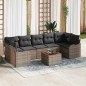 vidaXL Set Divano da Giardino 8 Pezzi con Cuscini in Rattan Grigio e Tavolo in Acacia. vidaXL Set Divano da Giardino 8 Pezzi con Cuscini in Rattan Grigio e Tavolo in Acacia.