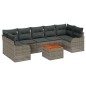 vidaXL Set Divano da Giardino 8 Pezzi con Cuscini in Rattan Grigio e Tavolo in Acacia. vidaXL Set Divano da Giardino 8 Pezzi con Cuscini in Rattan Grigio e Tavolo in Acacia.