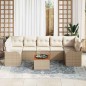 vidaXL Set di divani da giardino 8 pezzi con cuscini, in rattan sintetico beige e acacia.