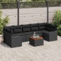 vidaXL Set di divani da giardino in 8 pezzi di , con cuscini, in rattan nero e legno di acacia. vidaXL Set di divani da giardino in 8 pezzi di , con cuscini, in rattan nero e legno di acacia.