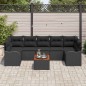 vidaXL Set di divani da giardino in 8 pezzi di , con cuscini, in rattan nero e legno di acacia. vidaXL Set di divani da giardino in 8 pezzi di , con cuscini, in rattan nero e legno di acacia.