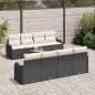 vidaXL Set da Giardino a 9 Pezzi con Cuscini in Rattan Sintetico Nero e Acacia