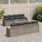 vidaXL Set giardino da 9 pezzi con cuscini in poly rattan grigio e acacia