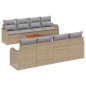 vidaXL Set di divani da giardino 9 pezzi con cuscini beige in rattan sintetico e acacia