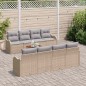 vidaXL Set di divani da giardino 9 pezzi con cuscini beige in rattan sintetico e acacia