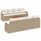 vidaXL Set di divani da giardino 9 pezzi con cuscini in rattan sintetico beige e acacia