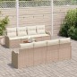 vidaXL Set di divani da giardino 9 pezzi con cuscini in rattan sintetico beige e acacia