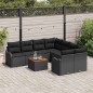 vidaXL Set divani da giardino da 9 pezzi con cuscini in polirattan neri e acacia
