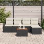 vidaXL Set divano da giardino 6 pezzi con cuscini in rattan nero e acacia.