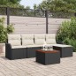 vidaXL Set divano da giardino 6 pezzi con cuscini in rattan nero e acacia.