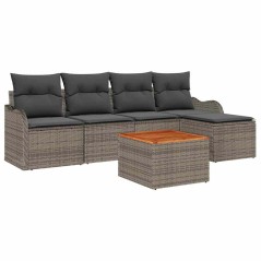vidaXL Set di divani da giardino 6 pezzi con cuscini grigi, in rattan sintetico e acacia