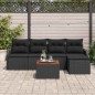 vidaXL Set da Giardino 6 Pezzi con Cuscini in Rattan Sintetico Nero e Acacia. vidaXL Set da Giardino 6 Pezzi con Cuscini in Rattan Sintetico Nero e Acacia.