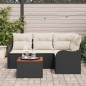 vidaXL Set da giardino di 5 pezzi con cuscini in rattan sintetico nero e acacia