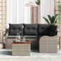 vidaXL Set di divani da giardino a 5 pezzi con cuscini grigi in polirattan e acacia