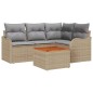 vidaXL Set da giardino con cuscini in rattan poliestere beige e legno di acacia, composto da 5 pezzi.