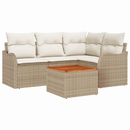 vidaXL Set di mobili da giardino 5 pezzi con cuscini in rattan sintetico beige e acacia